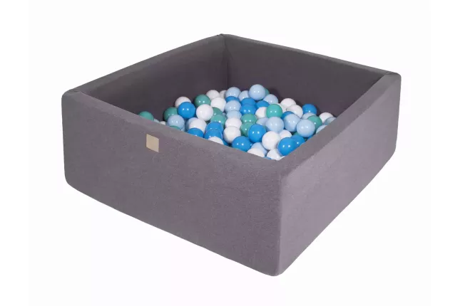 MeowBaby® Square 7cm Dry Ball Pool til baby, 90x90x40cm/200 bolde, bomuld, mørkegrå