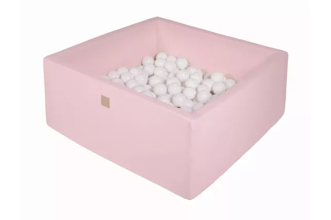 MeowBaby® Square Dry Ball Pool 7cm til baby, 90x90x40cm/200 bolde, bomuld, lyserød