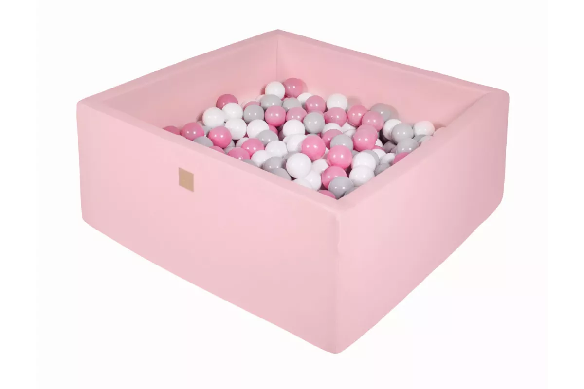 MeowBaby® Square Dry Ball Pool 7cm til baby, 90x90x40cm/200 bolde, bomuld, lyserød