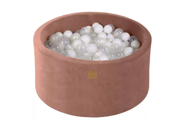 MeowBaby® Round Dry Ball Pool 7cm til baby, 90x40cm/300 bolde, velour, beige