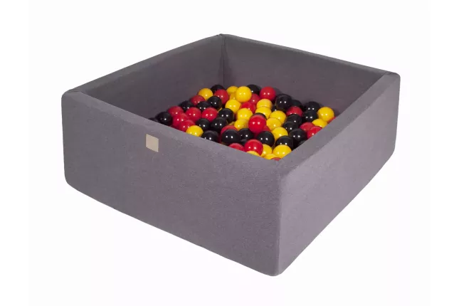 MeowBaby® 7cm Square Dry Ball Pool til baby, 110x110x40cm/400 bolde, bomuld, mørkegrå